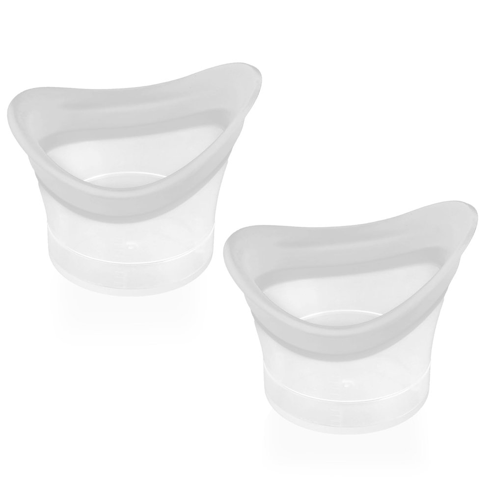 Ptwola 2pcs Eye Wash Cup Eye Wash Cleaner Kit Silicone Eyes Cleaning Cup for Rinse Portable Care Tool Transparent with Storage Container for Quick Relief Tired Dust Cleaning Makeup Irritants (Grey)
