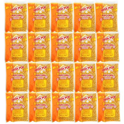 Mega Pop Popcorn Machine Popcorn Packets 22 oz | All in 1 Popcorn Kits with Oil, Salt & Butter Flavor | Popcorn Kernels Portion Packs for Popcorn Machines, Makes Movie Theater Pop corn, Pack of 20