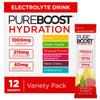 Pureboost Sugar Free Electrolyte Hydration Powder Packets Variety Pack 12 Count Zero Calories Fast Hydration Drink Mix with 1000mg Sodium, Potassium & Magnesium view 1