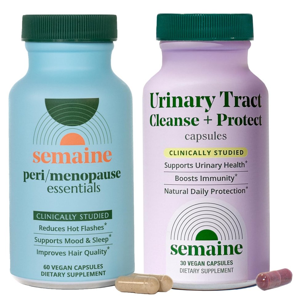 Semaine Peri/Menopause & Urinary Defense Bundle, Hot Flashes, Brain Fog, Sleep & Urinary Tract Health Support, Clinically-Studied Ingredients 1 Month