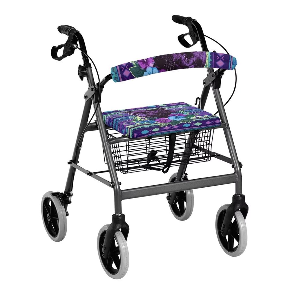 Yorontervo Rollator Seat and Backrest Cover Panther Print Breathable Lightweight with Hook and Loop Decorative Protective Cover Dust Cover Washable Cover for Adults