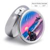 Pill Box Small Pill Organizer with 3 Compartments and Mirror Coastal Road Cycling Round Portable Travel Metal Pillcase for Pocket Or Purse, Privacy-Protecting Medicine Box view 2