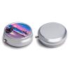 Pill Box Small Pill Organizer with 3 Compartments and Mirror Coastal Road Cycling Round Portable Travel Metal Pillcase for Pocket Or Purse, Privacy-Protecting Medicine Box view 3