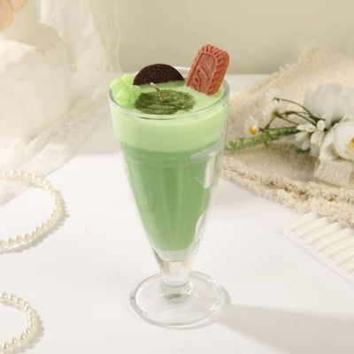 Ice Cream Shaped Aromatherapy Candle, Glass Goblet, Fruity Scent, Decor for Parties & Festivals (Green Matcha)