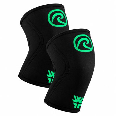 Rehband x World Fitness Project 5mm Knee Sleeves for Functional Training, Cross-Training & Powerlifting, WFP Edition, Unisex, Colour:Black/Green, Size:Medium