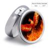 Pill Box Small Pill Organizer with 3 Compartments and Mirror Phoenix in Flames Round Portable Travel Metal Pillcase for Pocket Or Purse, Privacy-Protecting Medicine Box view 2