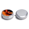 Pill Box Small Pill Organizer with 3 Compartments and Mirror Phoenix in Flames Round Portable Travel Metal Pillcase for Pocket Or Purse, Privacy-Protecting Medicine Box view 3
