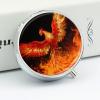 Pill Box Small Pill Organizer with 3 Compartments and Mirror Phoenix in Flames Round Portable Travel Metal Pillcase for Pocket Or Purse, Privacy-Protecting Medicine Box view 4