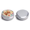 Pill Box Small Pill Organizer with 3 Compartments and Mirror Carousel & Balloons Round Portable Travel Metal Pillcase for Pocket Or Purse, Privacy-Protecting Medicine Box view 3