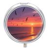 Pill Box Small Pill Organizer with 3 Compartments and Mirror Beach Ocean Scenery Round Portable Travel Metal Pillcase for Pocket Or Purse, Privacy-Protecting Medicine Box view 1
