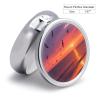 Pill Box Small Pill Organizer with 3 Compartments and Mirror Beach Ocean Scenery Round Portable Travel Metal Pillcase for Pocket Or Purse, Privacy-Protecting Medicine Box view 2