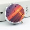 Pill Box Small Pill Organizer with 3 Compartments and Mirror Beach Ocean Scenery Round Portable Travel Metal Pillcase for Pocket Or Purse, Privacy-Protecting Medicine Box view 4