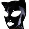 WJPTDKJ Black Latex Cat Face Hood Masks Rubber Head Mask Open Eyes Mouth Back Zipper BDSM Unisex Fetish for Cosplay(Size:XXL-73CM) view 1