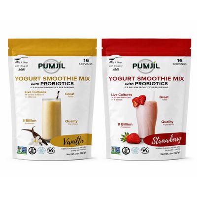 Strawberry And Vanilla Yogurt Smoothie Soft Serve Ice Cream Mix 8oz (16 Servings) With 8 Billion Cult Probiotic Yogurt Live Cultures (Pack of 2)