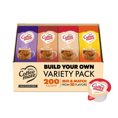 Nestle Coffee mate Creamer Singles Mix & Match Variety Pack, Non Dairy, No Refrigeration, 0.375 fl oz Tubs, 200 Count (Pack of 50 Per Flavor)
