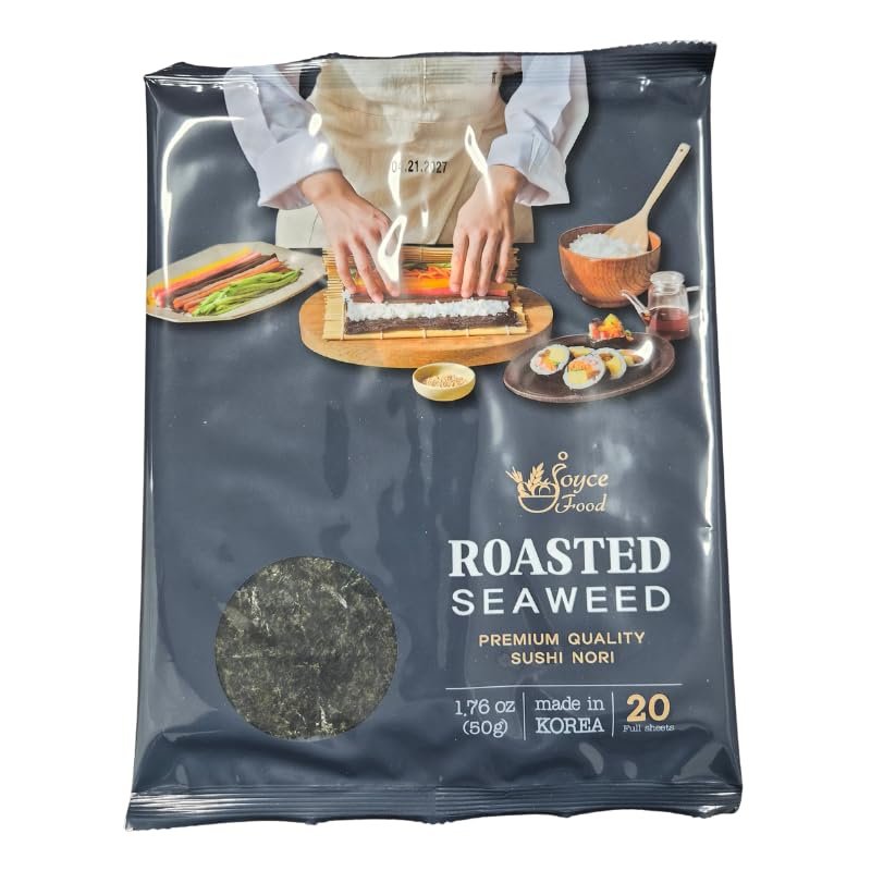 Gim Pop Premium Sushi Seaweed Sheets Roasted Sushi Nori All Natural Gold Grade Dried Seaweed for Wrap Rice, Onigiri, Sushi - Restaurant Quality (50g 20 Full)