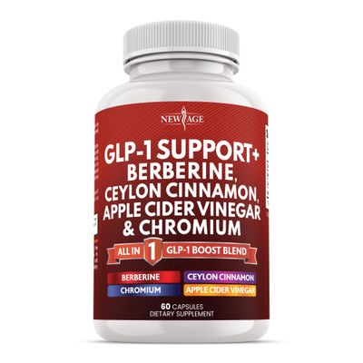 GLP1 Supplement Berberine Ceylon Cinnamon Apple Cider Vinegar Chromium - Gut Health Digestive Balance - 60 Veggie Capsules