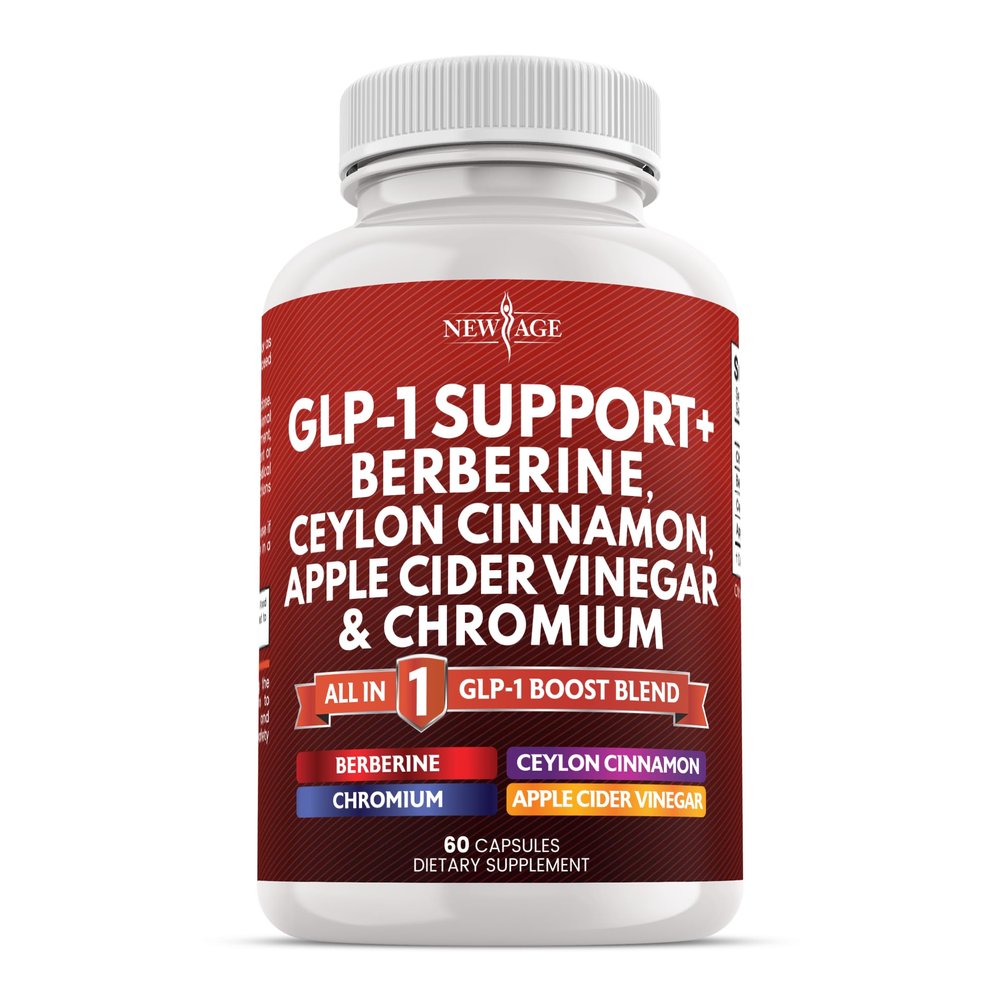 GLP1 Supplement Berberine Ceylon Cinnamon Apple Cider Vinegar Chromium - Gut Health Digestive Balance - 60 Veggie Capsules