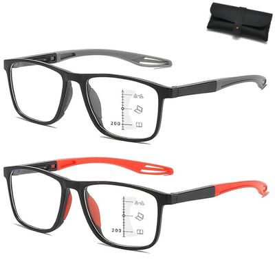 Multifocal Glasses Smart Adaptive Technology, Smart Autofocus Glasses Self Adjusting near and Far Sighted (Black+red,2.5x)