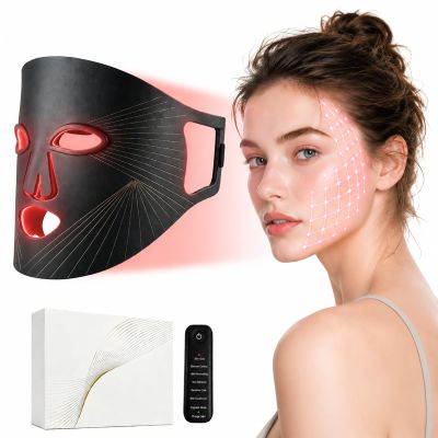 Red Light Therapy Mask, 7 LED Light Modes with 850nm Near-Infrared Light, 128-LED Full Face Coverage, Soft Silicone Rechargeable Face Mask for At-Home Skin Care