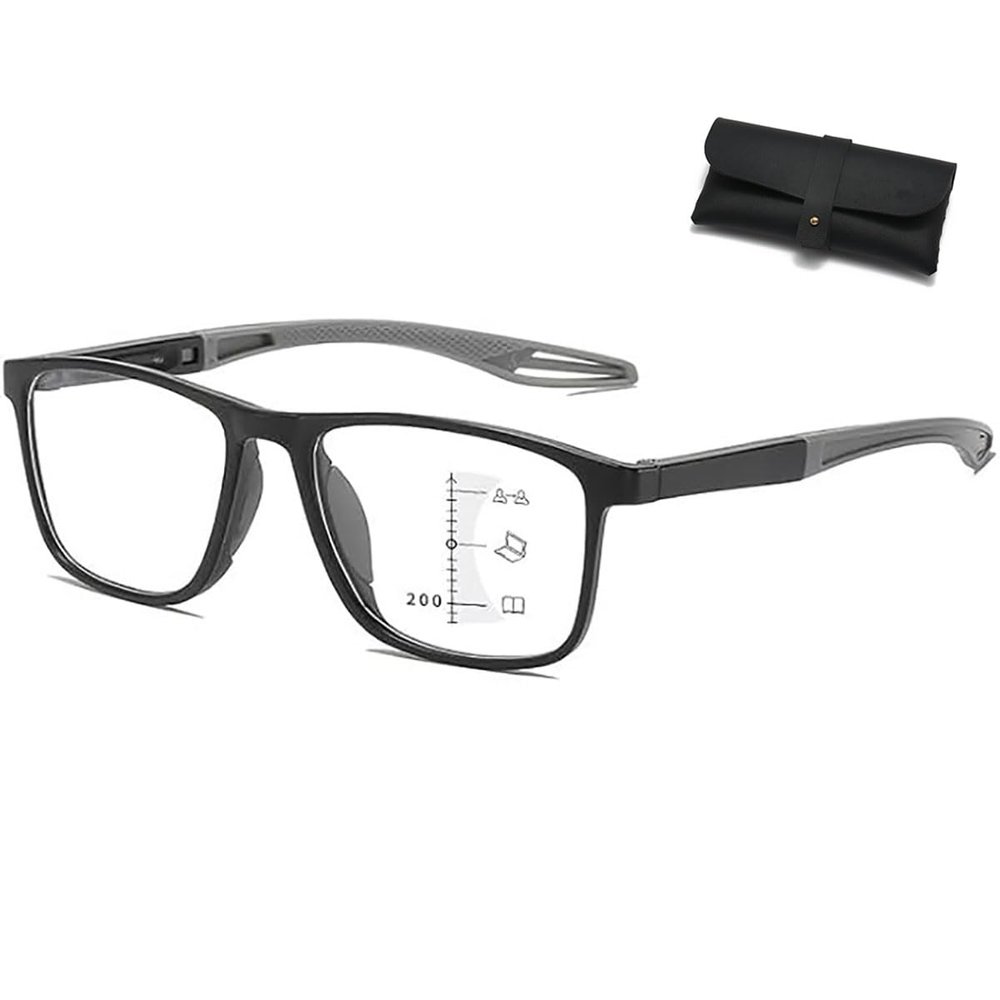 Multifocal Glasses Smart Adaptive Technology, Smart Autofocus Glasses Self Adjusting near and Far Sighted (Black,1.0x)