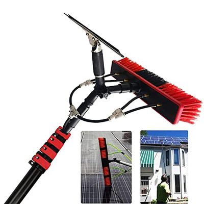 Teles 4M 12M Window Cleaning Kit with Water fed Pole Extendable Brush & Squeee Perfect for Roof Outdoor s and Solar Panels
