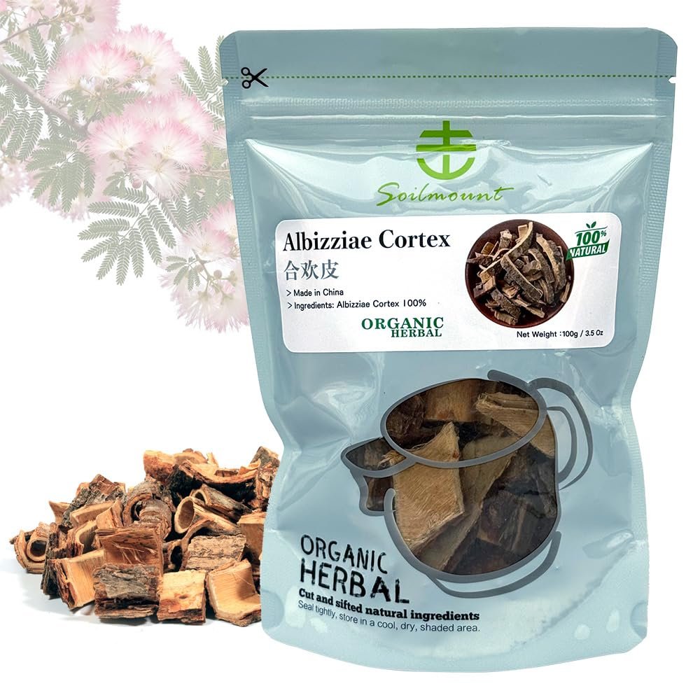 Soilmount Natural Dried Albizia Bark Tea (He Huan Pi), 3.5 Oz (100g)
