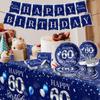 142 Pcs 60th Birthday Tableware Sliver Blue 60th Birthday Party Decoration view 3