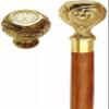 37'' Stick Cane with Built-in Quartz Clock, Brass Handle, Wooden Shaft, Collectible Gift view 3