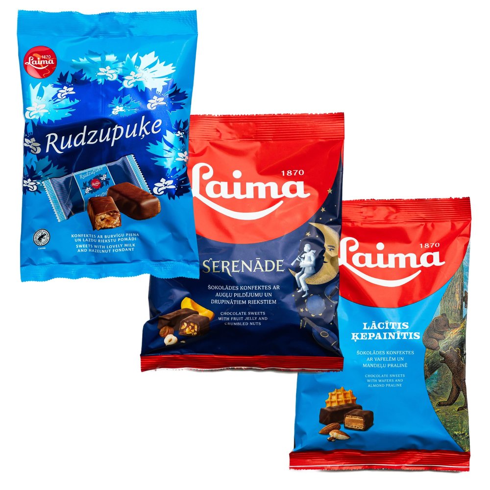 Laima Chocolate Covered Candy Variety Pack 1, 150 g Bag (Pack of 3)