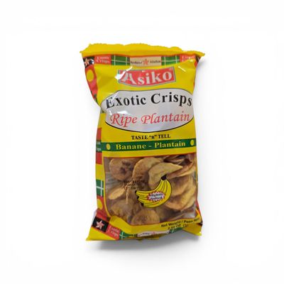 Asiko Exotic Crisps Ripe Plantain, Slightly Salted, 2.65 oz, Pack of 24