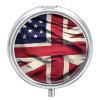 Personalized Round Metal Pill Box, 3-Compartment Portable USA UK Flag Pill Organizer for Purse, Travel Vitamins, Medication, Fish Oil & Supplements Pill Case view 1