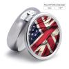 Personalized Round Metal Pill Box, 3-Compartment Portable USA UK Flag Pill Organizer for Purse, Travel Vitamins, Medication, Fish Oil & Supplements Pill Case view 2
