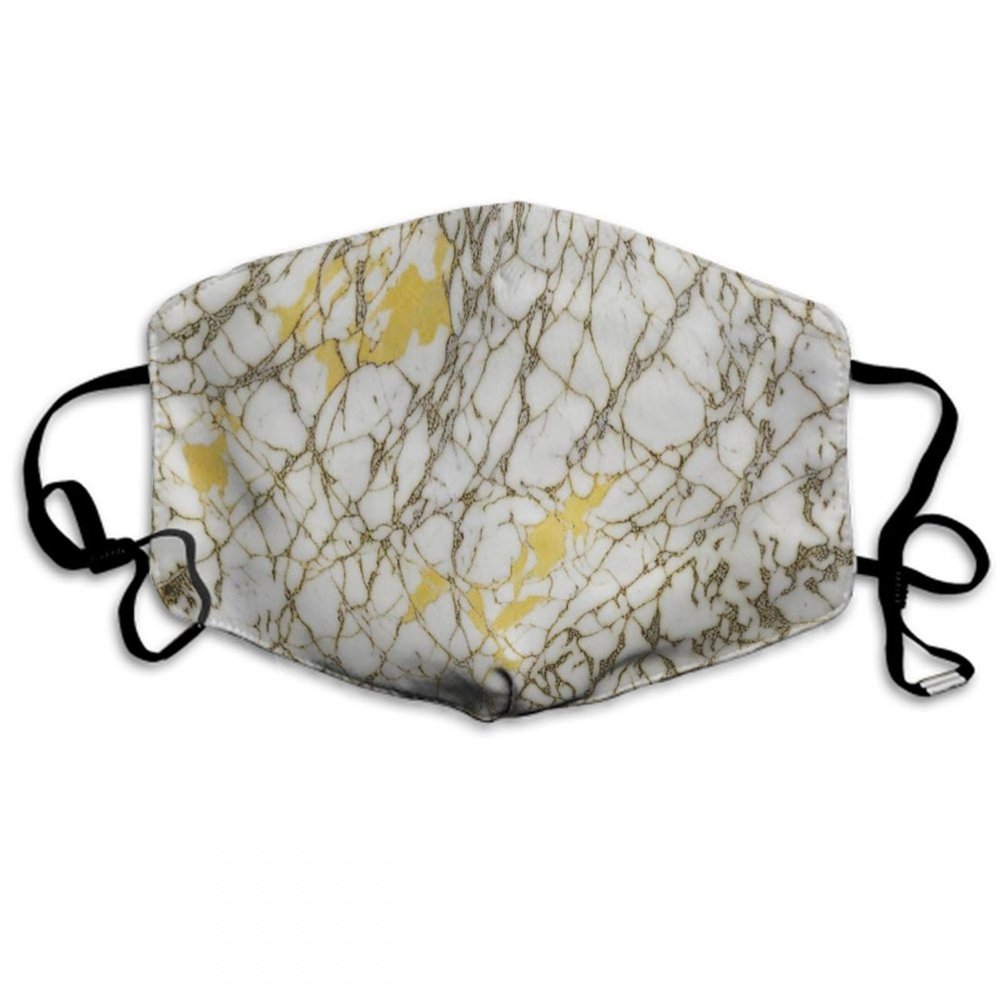 Men Women Chic Golden White Marble Cloth Face Mask Neck Gaiter, Comfy Anti Dust Windproof Face Bandana Face Covers