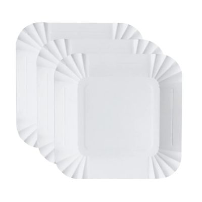 Nikeg Disposable Paper Plates 200Pcs Disposable Paper Plates Eco Friendly Square Lightweight Tableware For Dessert Fruits Snacks Buffet Picnic Outdoor Family