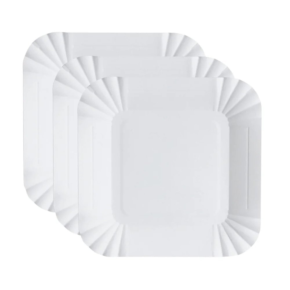 Nikeg Disposable Paper Plates 200Pcs Disposable Paper Plates Eco Friendly Square Lightweight Tableware For Dessert Fruits Snacks Buffet Picnic Outdoor Family
