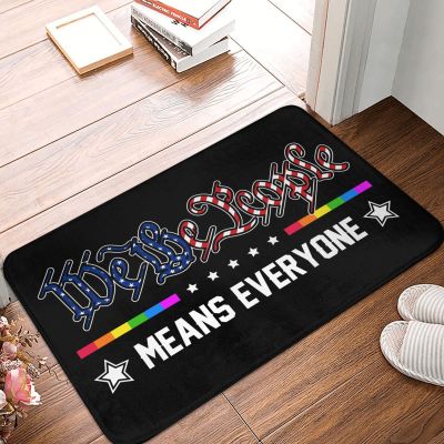 FWMJ Bath Mat We The People Means Everyone, Soft Bath Absorbent Antifatigue Floor Mat, Ideal for Kitchen Padded Floor High Traffic Areas(50X80CM)