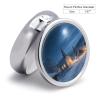 Silent Night Round Pill Box with Mirror 3 Compartment Portable Pill Case for Travel Outdoor Use Cute Small Pill Organizer for Pocket Or Purse view 2
