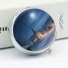 Silent Night Round Pill Box with Mirror 3 Compartment Portable Pill Case for Travel Outdoor Use Cute Small Pill Organizer for Pocket Or Purse view 4