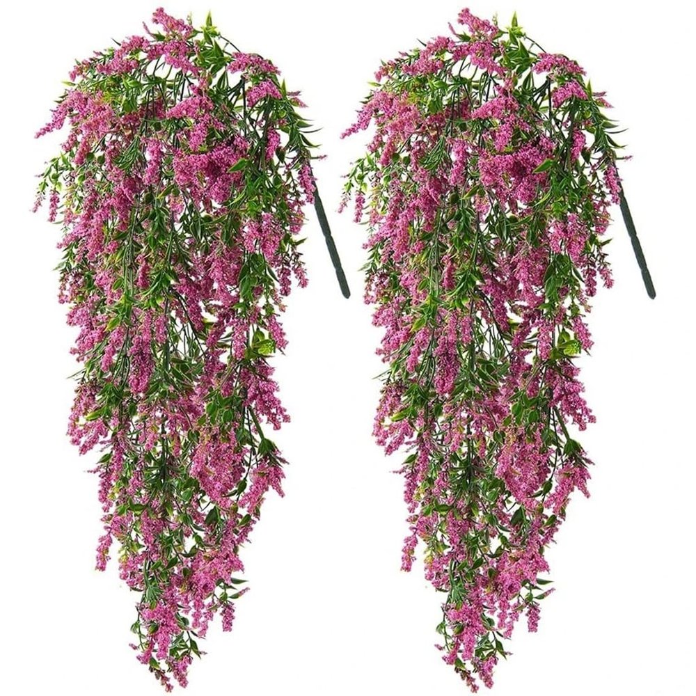 KLJUHGTR 2 Piece Lavender Wall Hanging Rattan Living Room Bouquet Wedding Decoration Plant Basket Vines