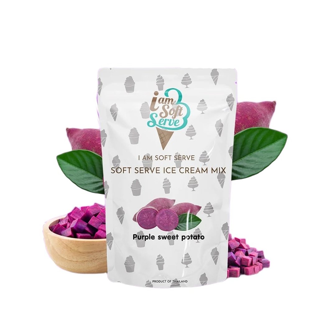 I Am Soft Serve Ice Cream Mix, Professional Grade Quick-Dissolving Soft-Serve Powder Base, Yields 40 Cones, 1 kg (2.2 lbs) Bag (Purple Yam)