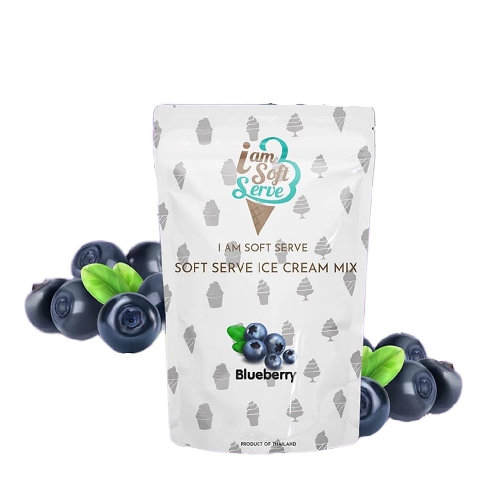 I Am Soft Serve Ice Cream Mix, Professional Grade Quick-Dissolving Soft-Serve Powder Base, Yields 40 Cones, 1 kg (2.2 lbs) Bag (Blueberry)