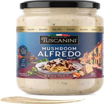 Tuscanini Mushroom Alfredo Sauce, 14.5 oz | Imported from Italy | Made with Real Butter, Cream & Cheese | Creamy Mushroom Pasta Sauce for Fettuccine & Ravioli | Kosher Dairy, Cholov Yisroel
