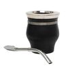 BALIBETOV Wooden Mate Gourd with Bombilla | Handmade Argentine Camionero Mate Cup | Engraved Alpaca Silver Band | Cured Black Hardwood view 1