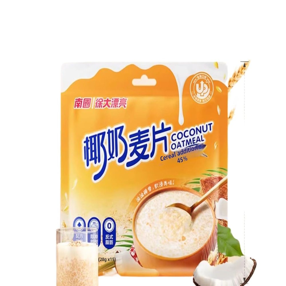 Nanguo Hainan Specialty Coconut Milk Oatmeal 420g Instant Bran Cereal Nutritious Breakfast Meal Replacement Independent Small Package Ready to Eat Drink