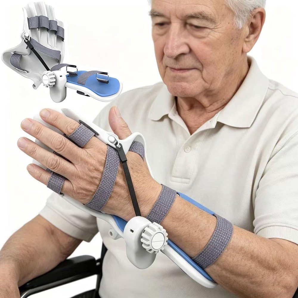 Wrist Rehabilitation Device, Wrist Brace Exerciser, 90 Adjustable Angle, Five-Finger Separation Design, Dynamic Wrist and Finger Orthosis with Adjustment Knob(Right)