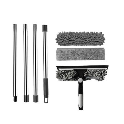 2-in-1 71 Inches Window Washing Brush with Squeegee, Plastic Multi-Purpose Foldable & Detachable Window Cleaning Kit with Scrubber & Extension Pole,Durable Easy to Install Cleaning Tool for Home