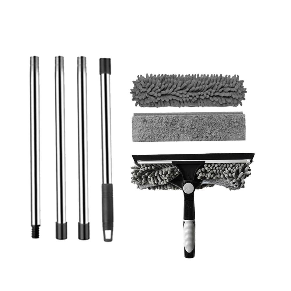 2-in-1 71 Inches Window Washing Brush with Squeegee, Plastic Multi-Purpose Foldable & Detachable Window Cleaning Kit with Scrubber & Extension Pole,Durable Easy to Install Cleaning Tool for Home