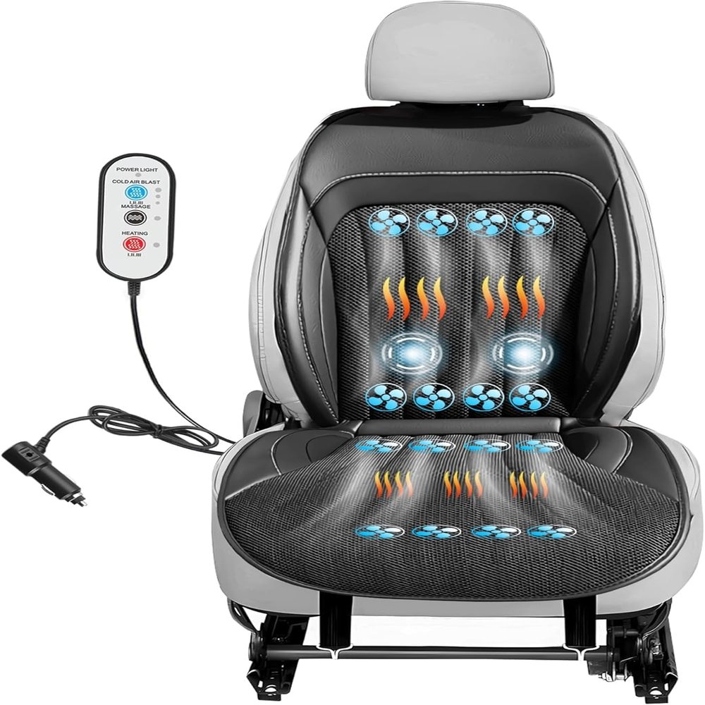 Fochutech 3 in 1 Massage Cushion with Winter, Cooling Seat Covers, Chair Massager for Full Body 12V Car Seat Covers (Summer&Winter -3)