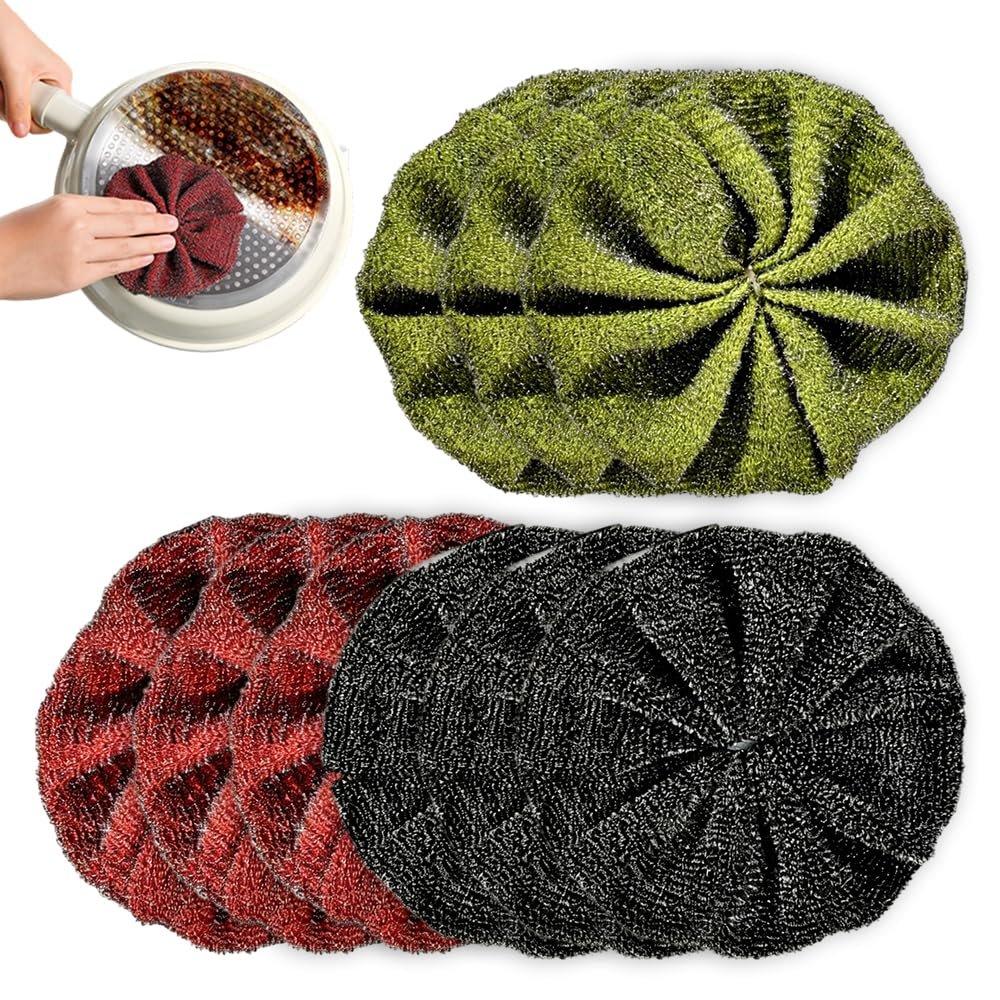 Steel Wool Scrubber Pads for Cleaning Dishes, Pans, Pots, Ovens, Grills, Sinks, Multipurpose Wire Dishwashing Rags, Scrubbers for Kitchen,Bathroom, Sink, Floor & Home Cleaning Eraser (9PC)